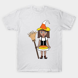 Candy Corn Witch Halloween Trick or Treat Sticker 2 T-Shirt